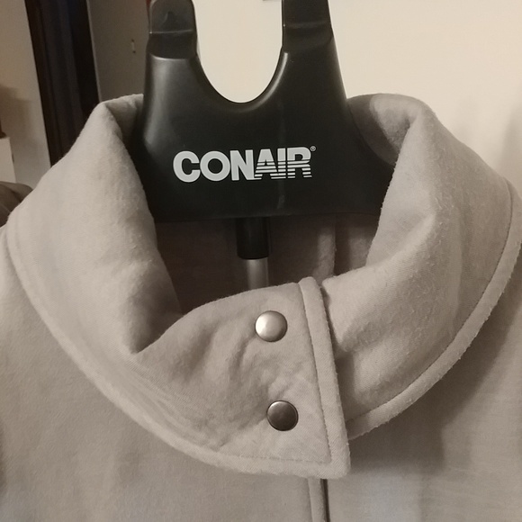 Jersey Material Snap Button Coat with Large Collar Pockets 2X - Picture 2 of 8